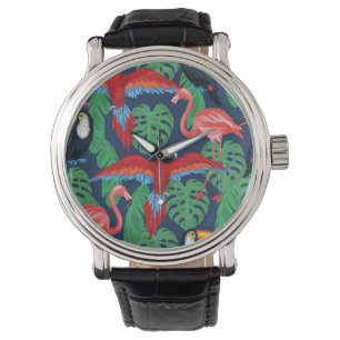 Montre Oiseaux tropicaux dans des couleurs lumineuses