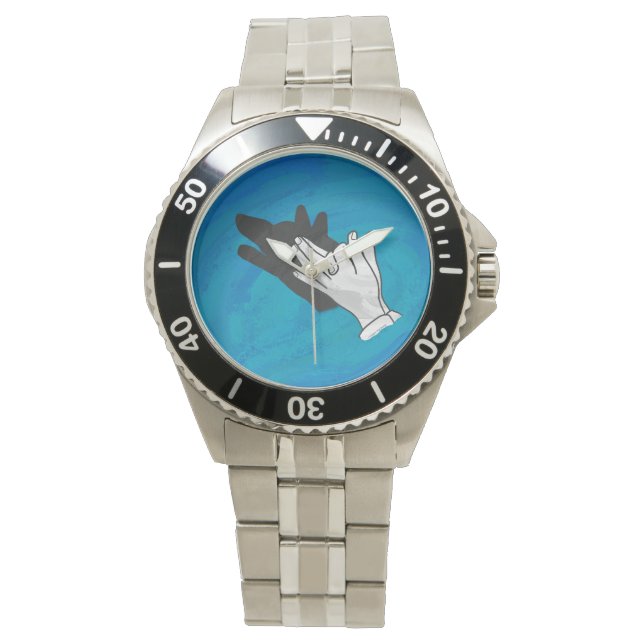 Montre Ombre de loup sur bleu (devant)