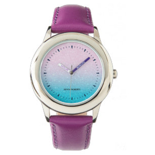 Montre Ombre Parties scintillant rose et turquoise