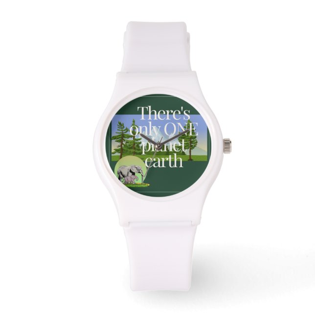 Montre One Planet Earth - Sporty White Silicon Wrist Watc (Recto)