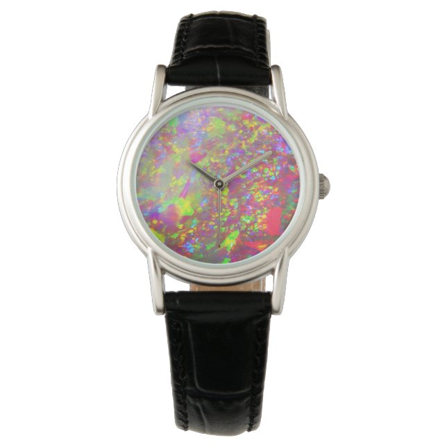 Montre Opale brésilienne arc-en-ciel tombé (devant)