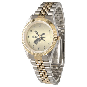 Montre Or de conception d'esthéticien/coiffeur avec des