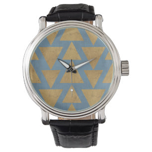Montre Or extérieur d'étape   de Geo et motif bleu