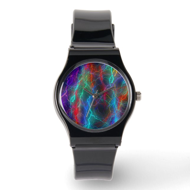 Montre Orage de foudre arc-en-ciel coloré (Recto)