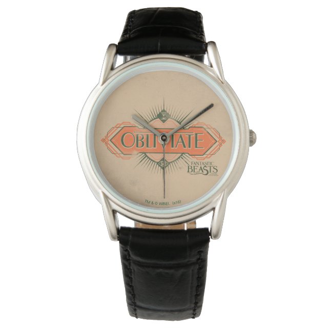 Montre Orange Art Déco Obliviate Spell Graphisme (devant)