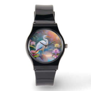 Montre Orange Billed White Heron Imaginaire Bird