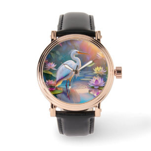 Montre Orange Billed White Heron Imaginaire Bird