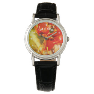 Montre Orange Fleur jour Abstraite Personnalisée