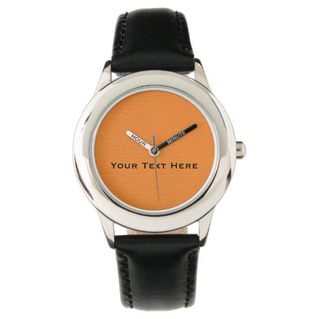 Montre Orange personnalisé sur bracelet noir (devant)