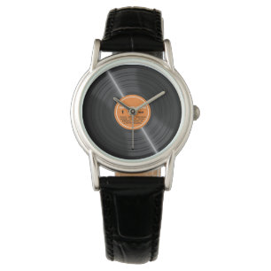 Montre orange vintage d'album de disque vinyle