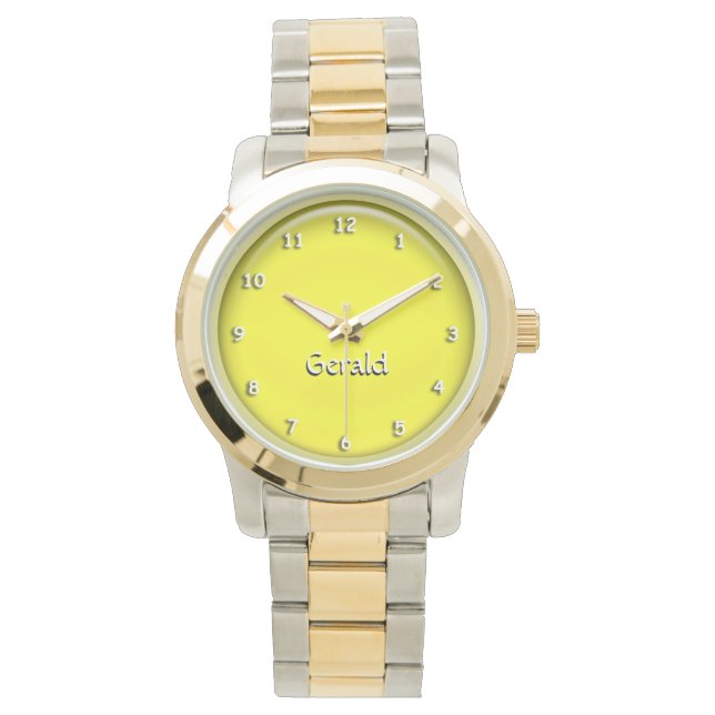 Montre - Orb 3D jaune avec nom (devant)