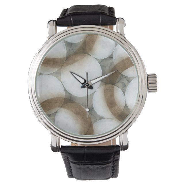 Montre Orbes blanches et cercles Brown (devant)