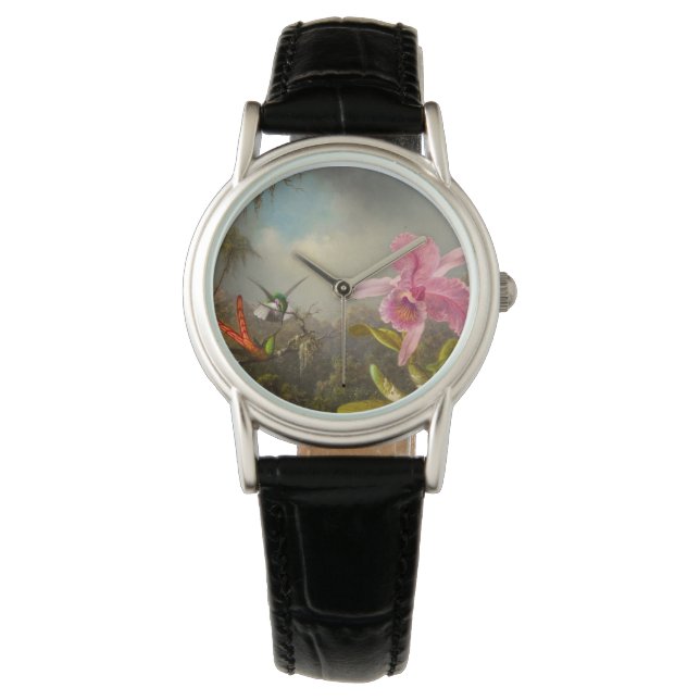 Montre Orchidée avec deux colibris Heade (devant)