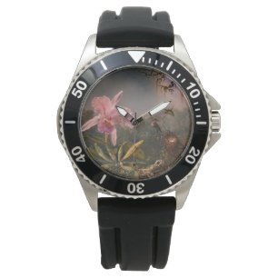 Montre Orchidée de Cattleya et trois colibris (Heade)