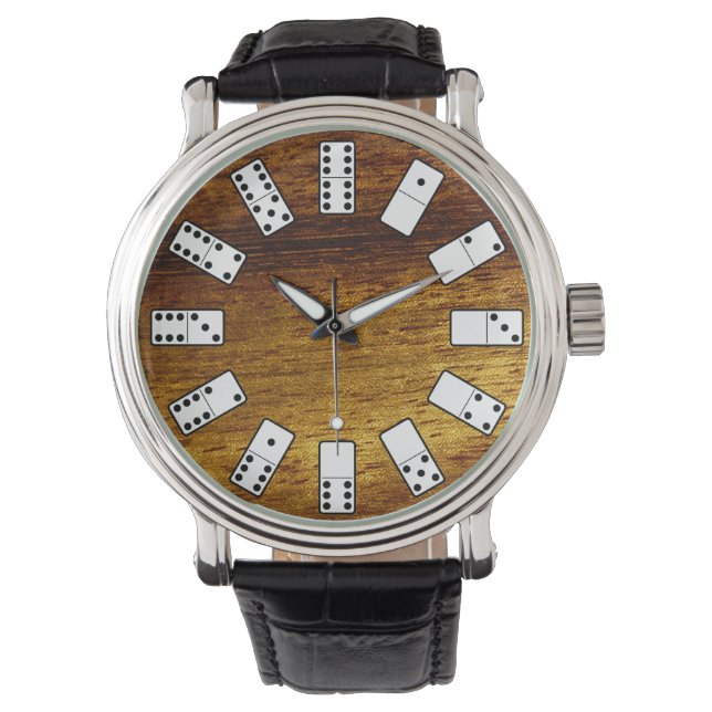 Montre Original Domino symbols on teak background (devant)