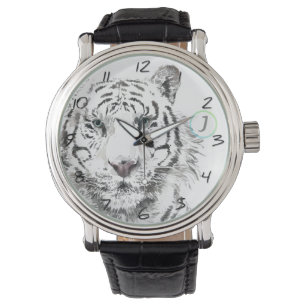 Montre Originale Tigre Aquarelle Chinoise Zodiac Annivers