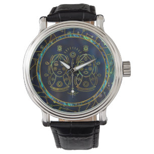 Montre Ormeau d'or de zodiaque de Gémeaux sur la