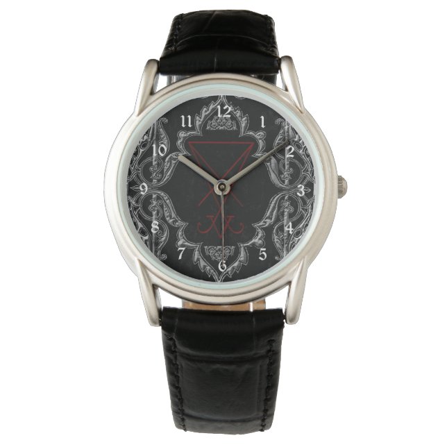 Montre Ornat Argent Lucifer Sigil Occult Art (devant)