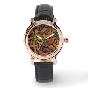 Montre Os de dinosaure pétrifié orange