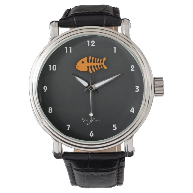 Montre Os de poisson orange (devant)