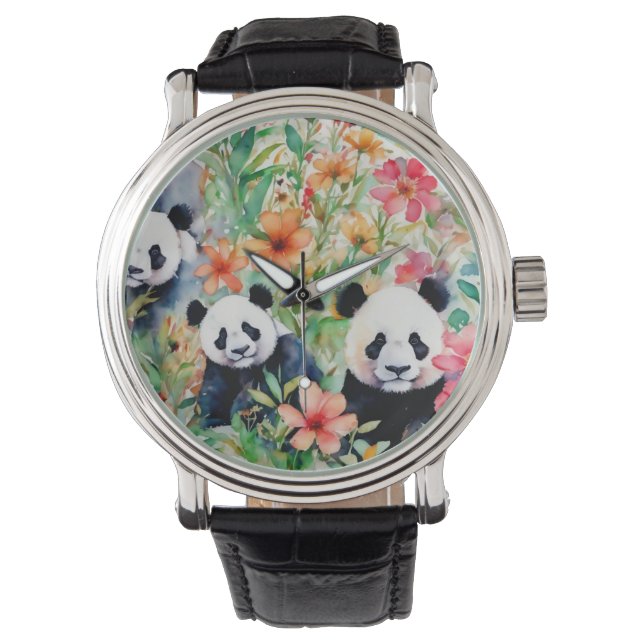 Montre Ours de panda aquarelle (devant)