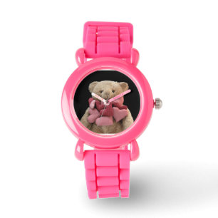 Montre ours en peluche avec coeur en tissu parties scinti