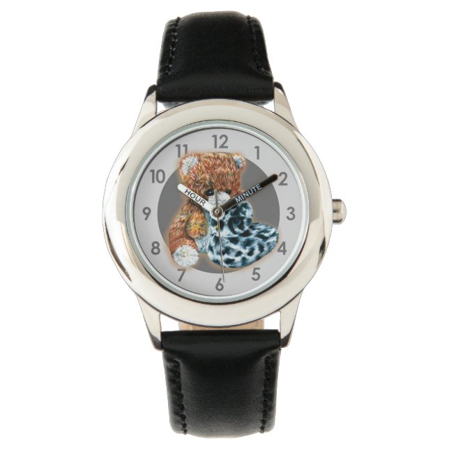 Montre Ours en peluche mignon art jouet doux enfants (devant)