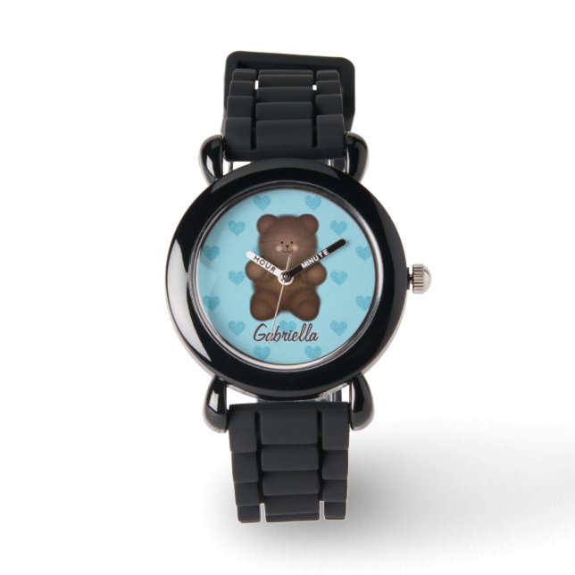 Montre Ours En Teddy Personnalisé Avec Coeur Regarder (Recto)