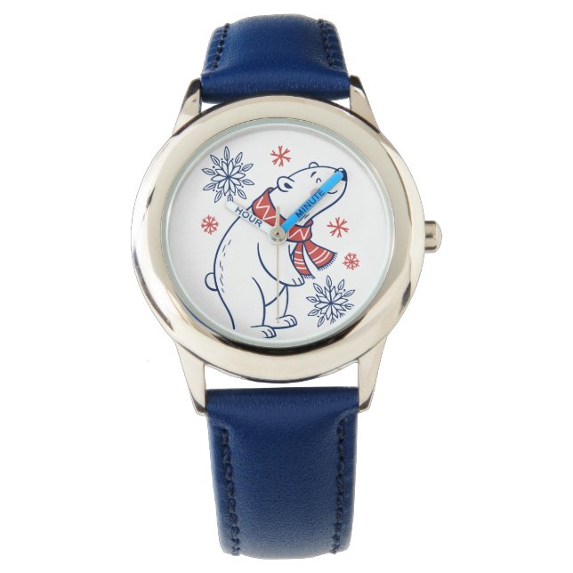 Montre Ours polaire joyeux Design de vacances d'hiver (devant)