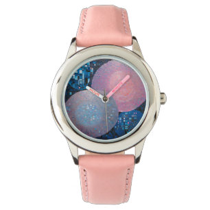 Montre Ovales opulents : Tons de bleu et de rose en Abstr