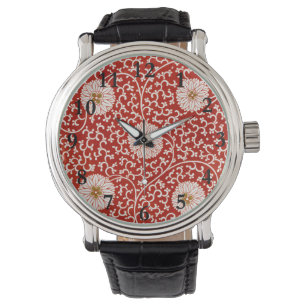Montre Owen Jones Ornement Chinois Fleurs Rouges et Blanc