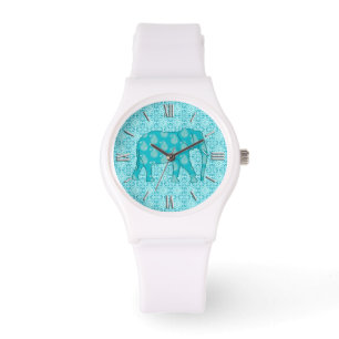Montre Paisley - bleu turquoise et aqua