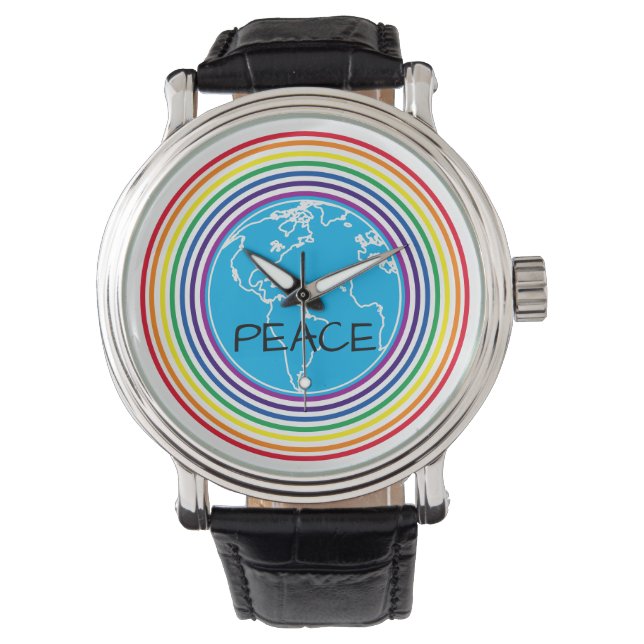 Montre Paix autour du monde Rainbow regarder personnalisé (devant)