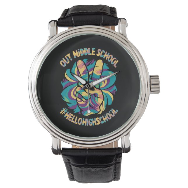 Montre Paix dehors Milieu Bonjour Lycée Tie Dye  (devant)
