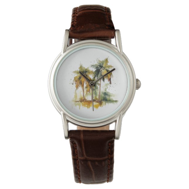 Montre Palmiers dans les tropiques vert et jaune de l'aqu (devant)
