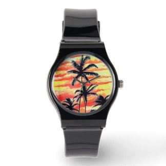 Montre Palmiers de Coco-Coques Couchés De Soleil Hawaïen