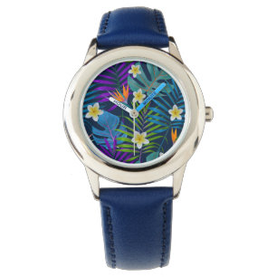 Montre Palmiers de Monstera Plumeria Oiseaux du Paradis