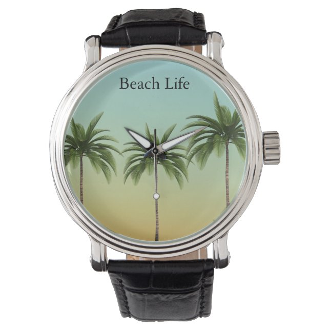 Montre Palmiers en rang, vie sur la plage (devant)
