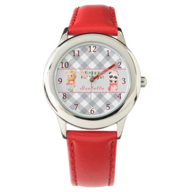 Montre Panda et Personnaliser de l'ours Texte et nom Surv (devant)