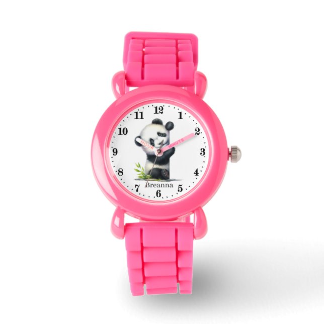 Montre Panda filles mignonne coup d'oeil ajouter le nom (Recto)