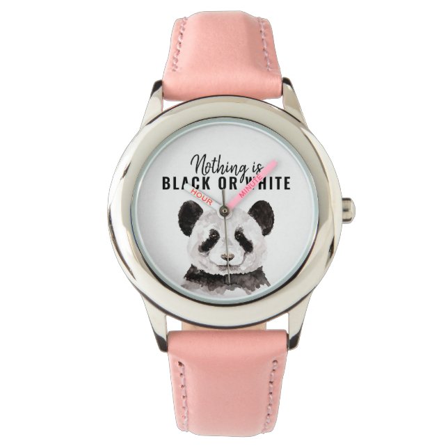 Montre Panda Funky Moderne Noir Et Blanc Avec Citation (devant)