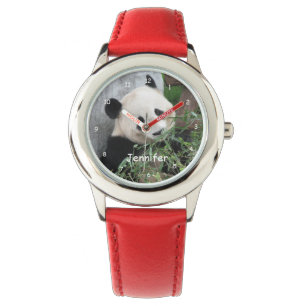 Montre Panda Géant Enfants, Bracelet Rouge