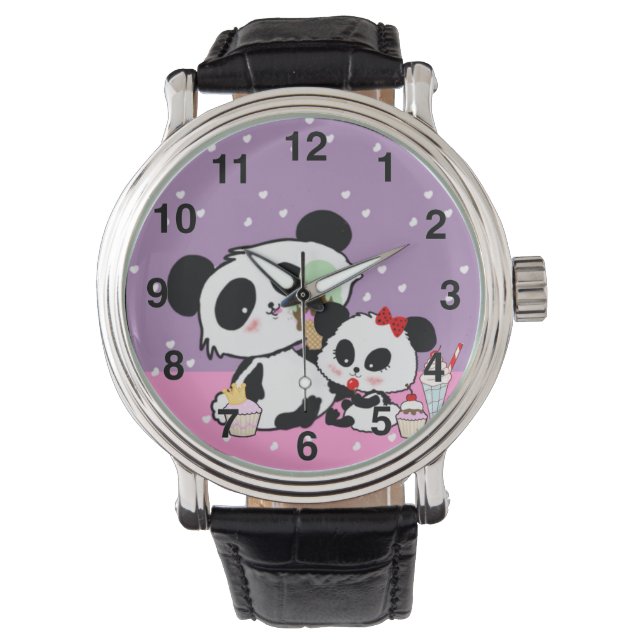 Montre pandas "ours de panda" "bébé de panda bear" "kawai (devant)