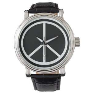 Montre Panneau de paix noir et blanc
