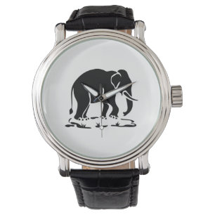 Montre Panneau de trekking des éléphants asiatiques devan