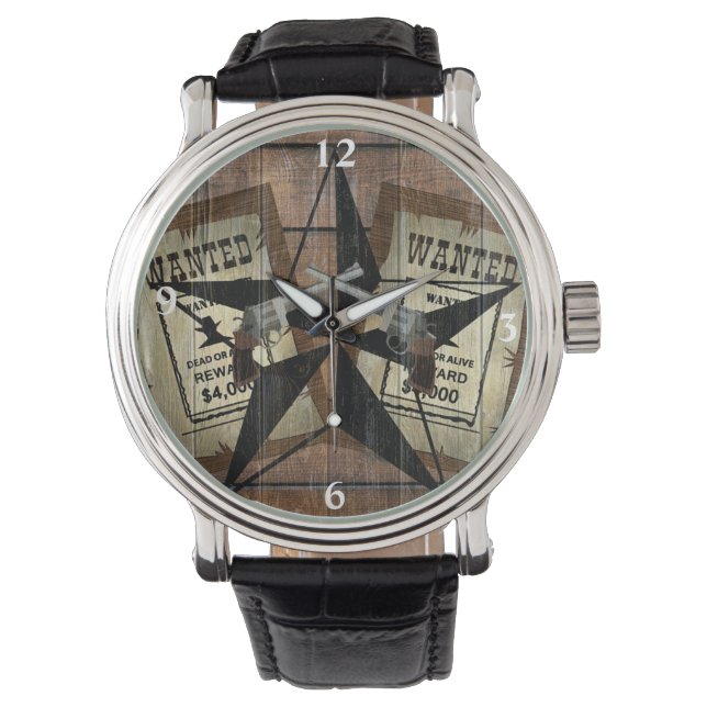 Montre Panneau Recherché Texas Star Western à deux pistol (devant)