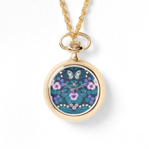 Montre Pansies, oiseaux et papillons