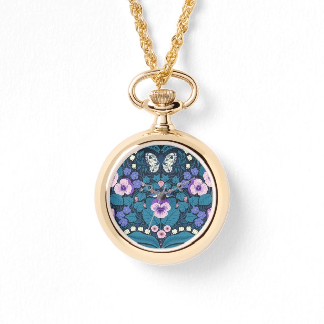 Montre Pansies, oiseaux et papillons (Recto)