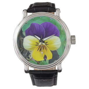 Montre Pansy pourpre et jaune 