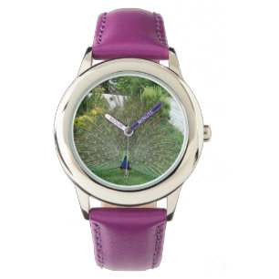 Montre Paon sur mesure en acier inoxydable violet